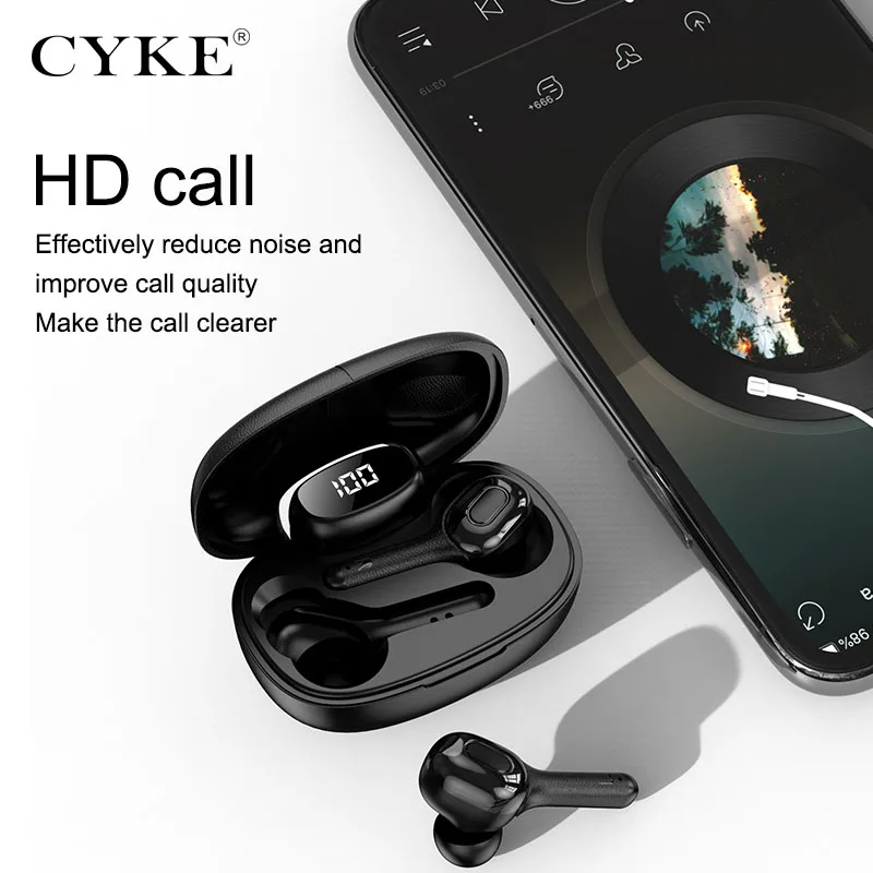 Беспроводная смарт-гарнитура CYKE Bluetooth-гарнитура TWS с цифровым дисплеем и зарядкой