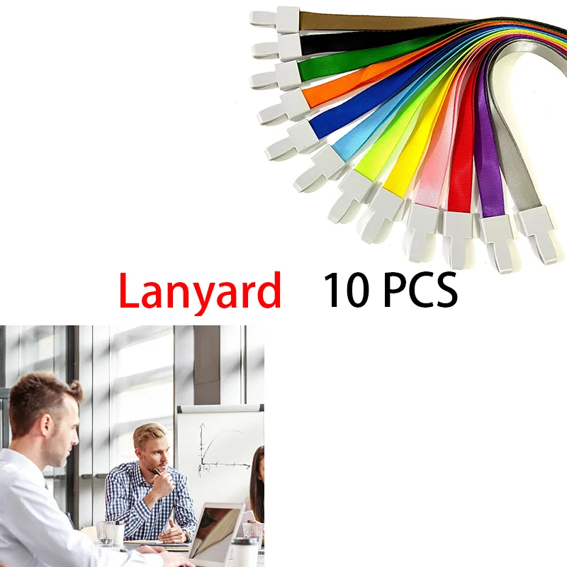 

10pcs Lanyard Clip Hang ID Card Holder for School Office Exhibition Special Meeting Logo Company Work Credential Badge Pass Rope