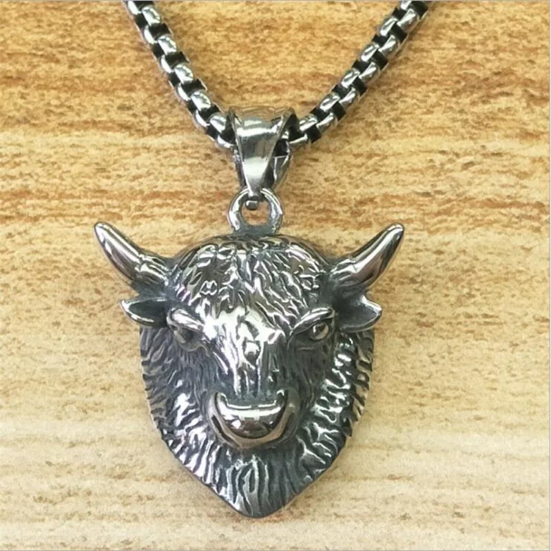 Мужское ожерелье из нержавеющей стали с головкой в бой быков кулон титановой