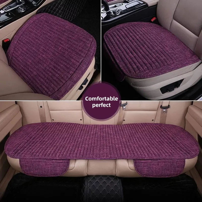 

Car seat cover cool summer linen fabric cushion breathable buckwheat shell front and rear car seat protector auto parts