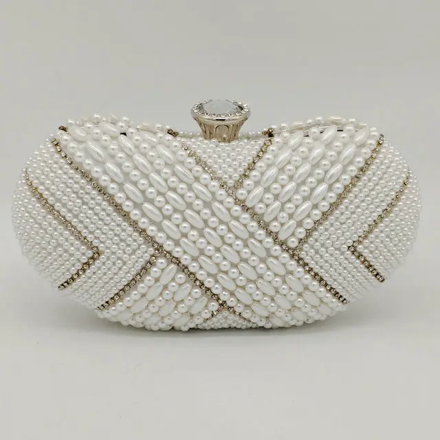MIL1181-WHI Boutique De FGG элегантная жемчужная застежка белые женские вечерние сумки с бисером официальные свадебные вечерние сумки и кошельки Сумка-клатч невесты - Цвет: MIL1181-WHI