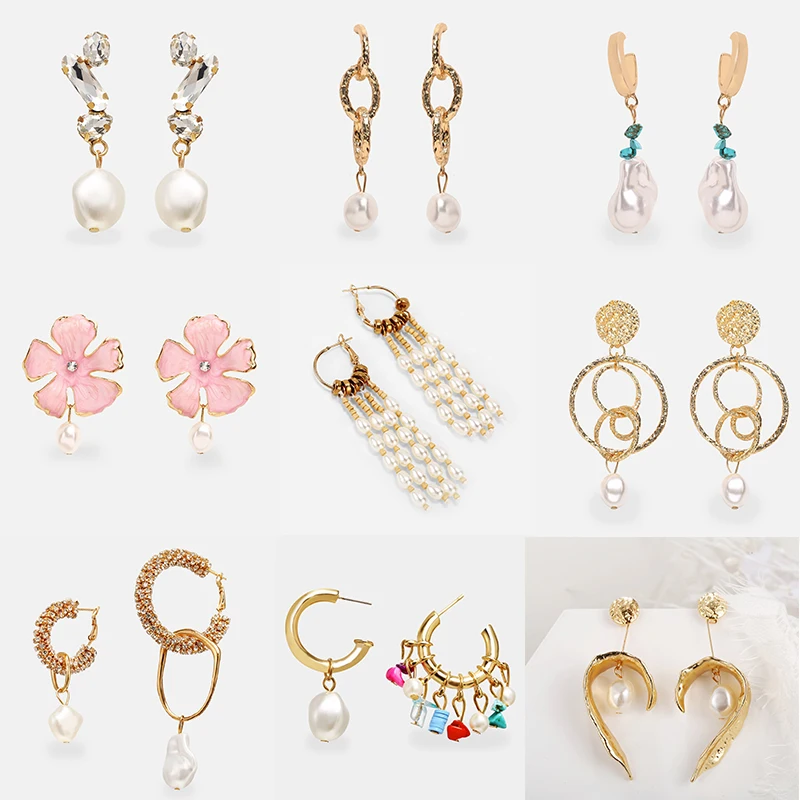 Женские серьги-капли ZA большие золотые висячие серьги с искусственным жемчугом и