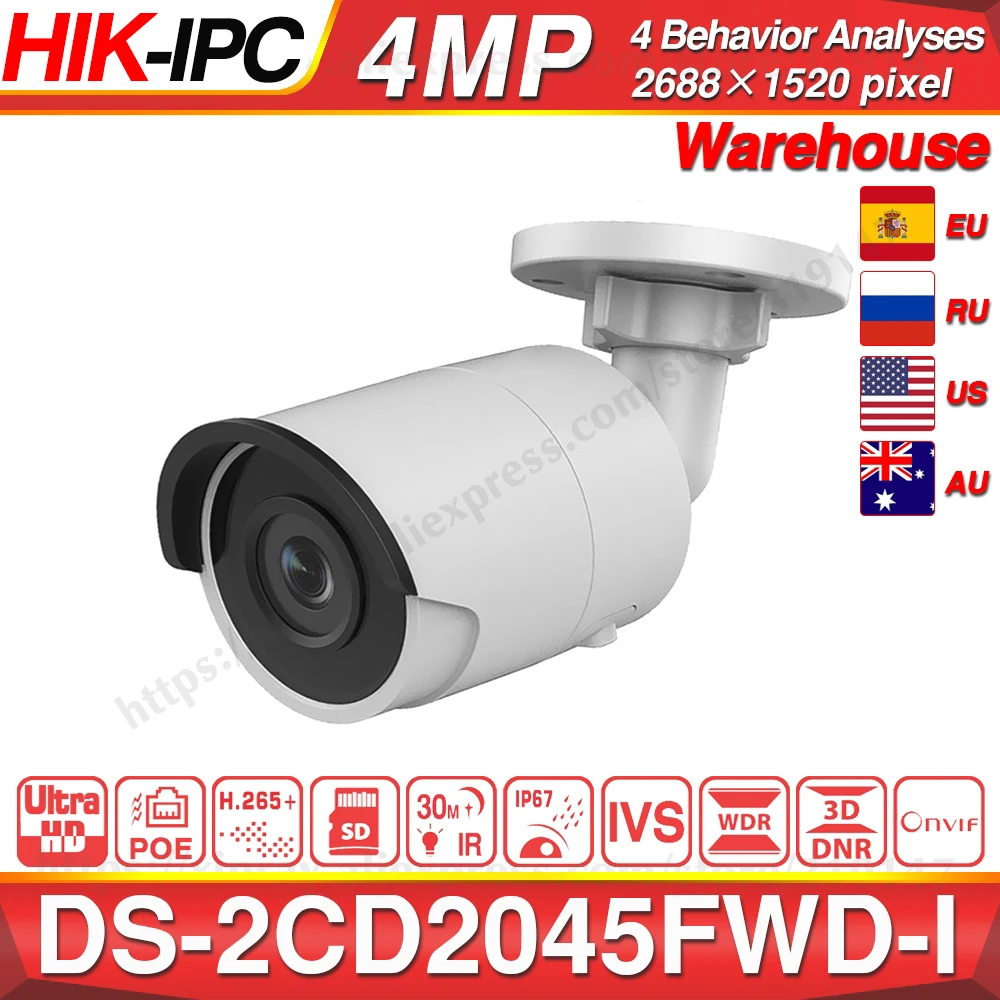 Hikvision DS 2CD2045FWD I POE камера видеонаблюдения 4MP IR Сетевая купольная 30 M IP67 H.265 + слот для
