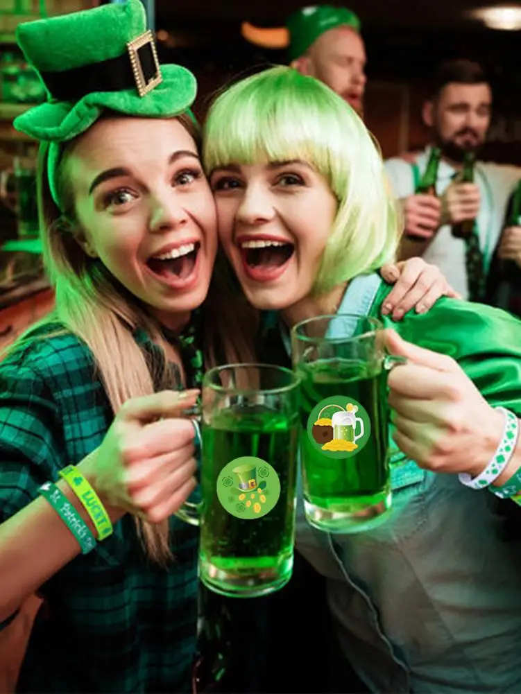 Irish Day Зеленый Клевер флаг пиво шляпа Стикеры для празднования Дня Святого