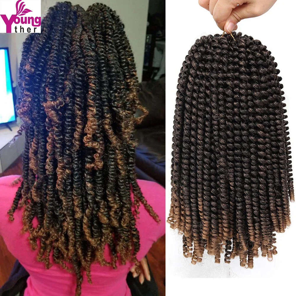 

Youngther 12inch Natural Blond Brown Spring twist Synthetic Hair Extension Crochet Braids For Black Women