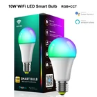 Умная лампа Smart Life с поддержкой Wi-Fi, цветная лампа с RGB-подсветкой и таймером, светильник с пультом дистанционного управления