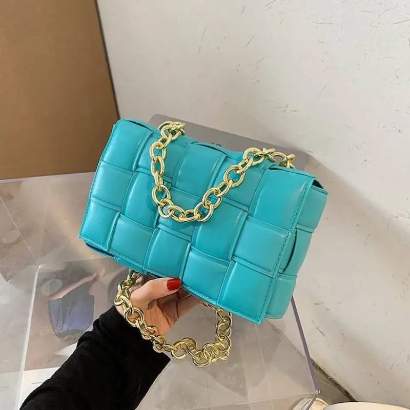 

Women Crossbody Bag Weave Flap Bags For Women 2022 Quality Leather Thick Chain Shoulder Messenger Bags Female Handbag And Purse