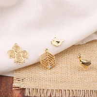 diy accessories copper plated 18k real gold bird duck geometric elegant retro earrings hand material pendant
