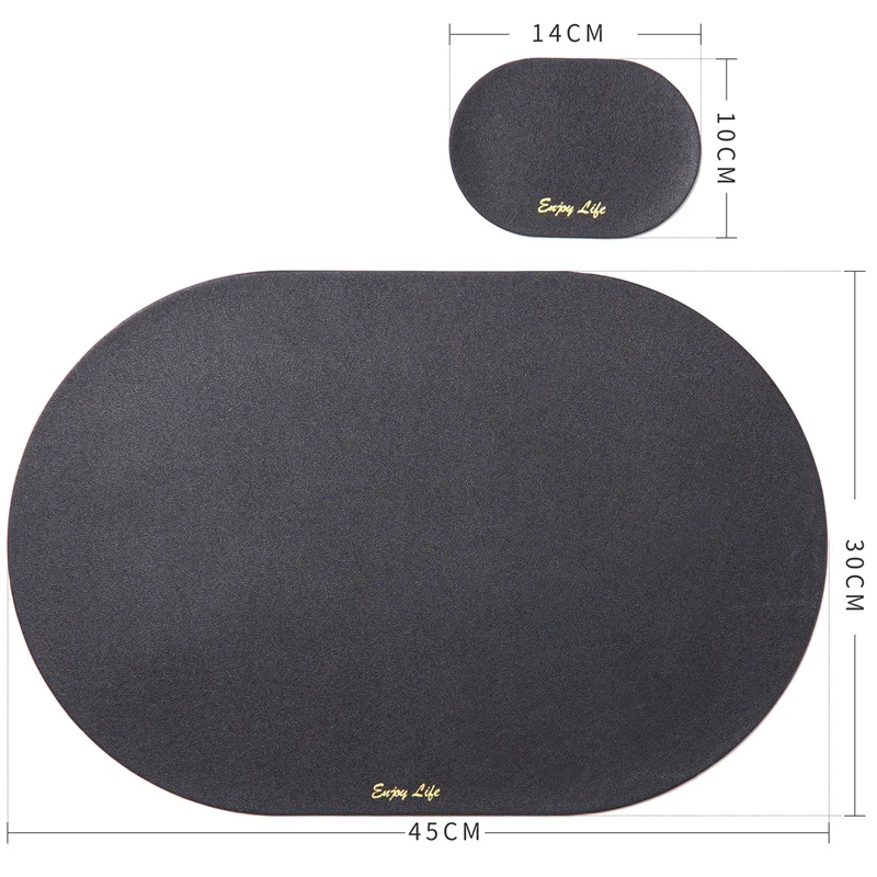 

4 PCS Luxury Black PU Placemats for Dining Table Waterproof Non-Slip Leather Tableware Mat Set Kitchen Coaster Cup Wine Mats