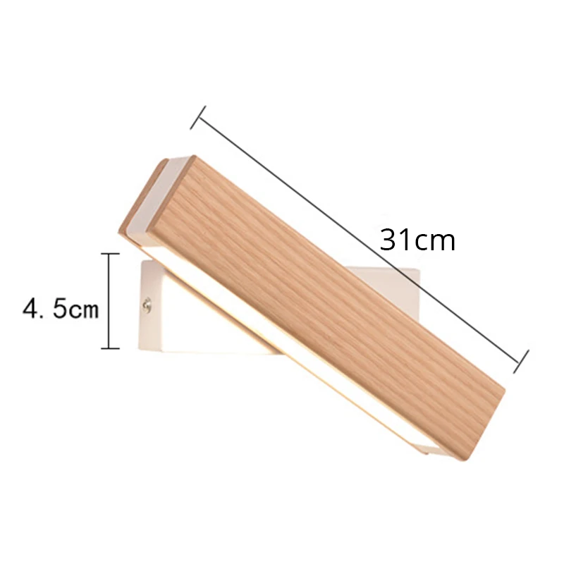 31CM Wood Color LEDIARY, Скандинавская гостиная, деревянный настенный светильник, 3 излучающих изменения цвета, 110-240 В, вращающееся настенное бра, украшение для спальни - Цвет абажура: 31CM Wood Color