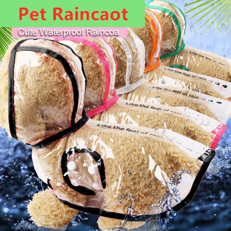 Outdoor Transparent Pet Dog Raincoat With Hood Waterproof Two Feet Puppy Rainwear Rainsuit Rain Cloak For Yorkshire Terrier | Дом и сад