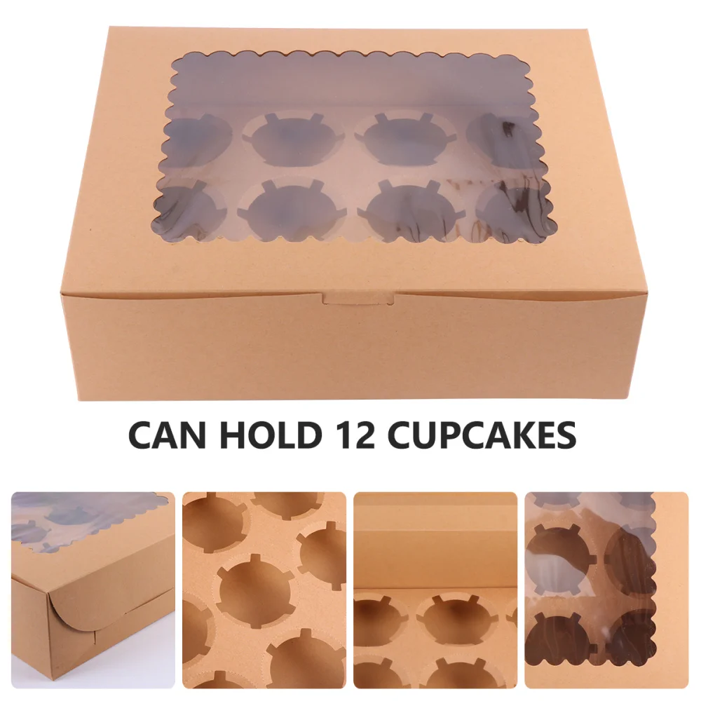

12PCS Packaging Box Cupcake Box Storage Box Cake Container Without Ribbon