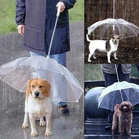 dog walking waterproof clear cover built in leash rain sleet snow pet umbrella pet products