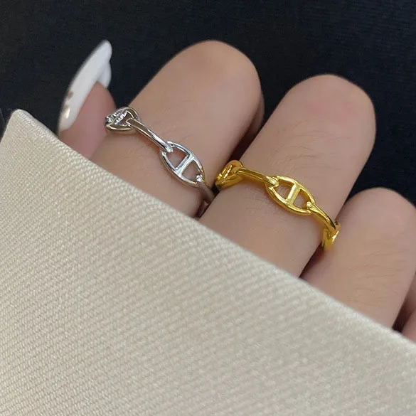 

Cute Elegant Silver Color Gold Round Adjustable Small Finger Ring For Women Elegant Korean Jewelry Gift