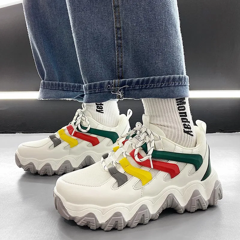 

2021 Spring Fashion Trend Men Shoes Breathable Thick bottom Men Sneakers Outdoor High Elasticity Casual Man Fitness shoes