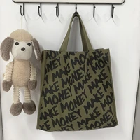 portable canvas bag new style mens womens school shopping bag fashion digital print letter tote bag simple casual canvas bag