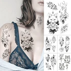 Водостойкая Временная тату-наклейка, линия, лиса, олень, цветы, флэш-тату, Лев, кот, тигр, змея, волк, боди-арт, искусственная татуировка на руку для женщин