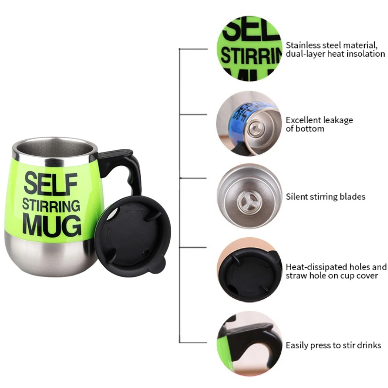 

Electric Hot Self Stirring Coffee Mug Automatic Self Mixing Spinning Insulated Smart Stainless Steel Home Mixer Milk Whisk Cup
