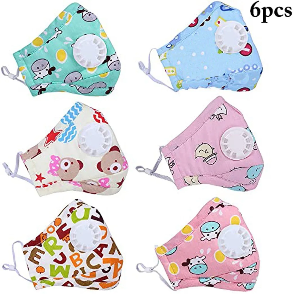 Лицевая детская маска PM2.5 с дыхательным клапаном мультяшная панды моющаяся