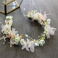 bride wedding hair ornament flower tiara braided hair vine pearl tiara girls hair ornament bracelet
