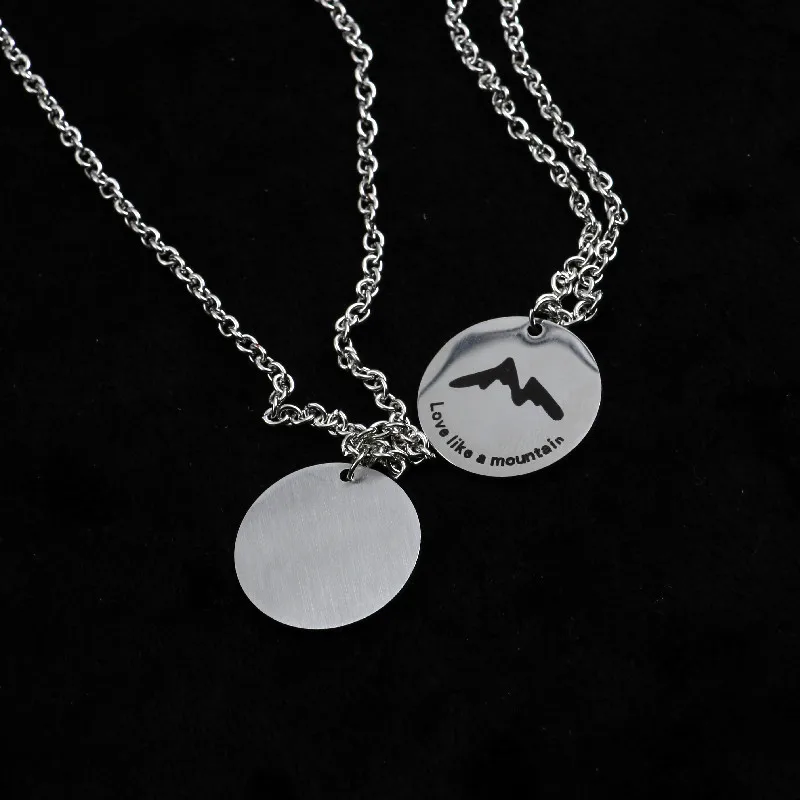 

Stainless Steel Couple Romantic Ocean Mountain Vows Silver Plated Clavicle Chain Female Necklace Jewelry Gift