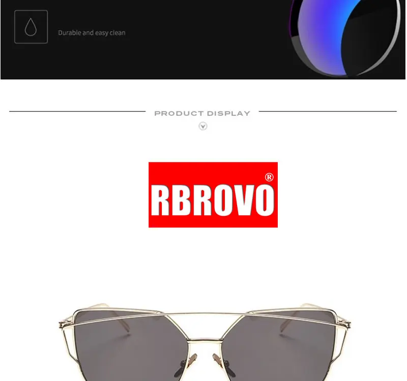 RBROVO, фирменный дизайн, кошачий глаз, солнцезащитные очки для женщин, Ретро стиль, металлические, отражающие очки для женщин, зеркальные, Ретро стиль, Oculos De Sol Gafas