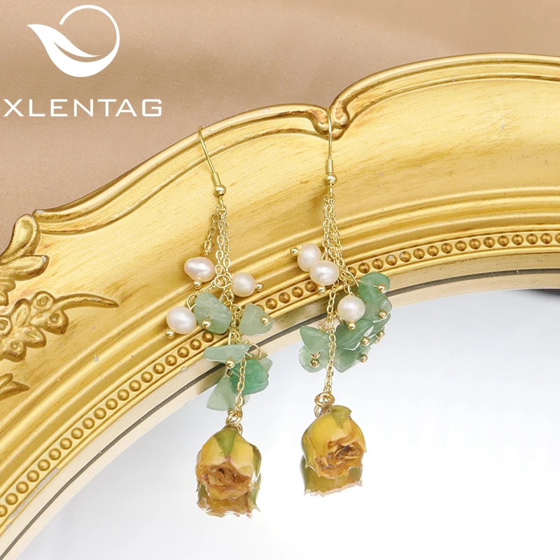 

XlentagNatural Pearls earrings 2021 vintage Birthday gifts for original women vintage statement pendants flower earrings GE1145