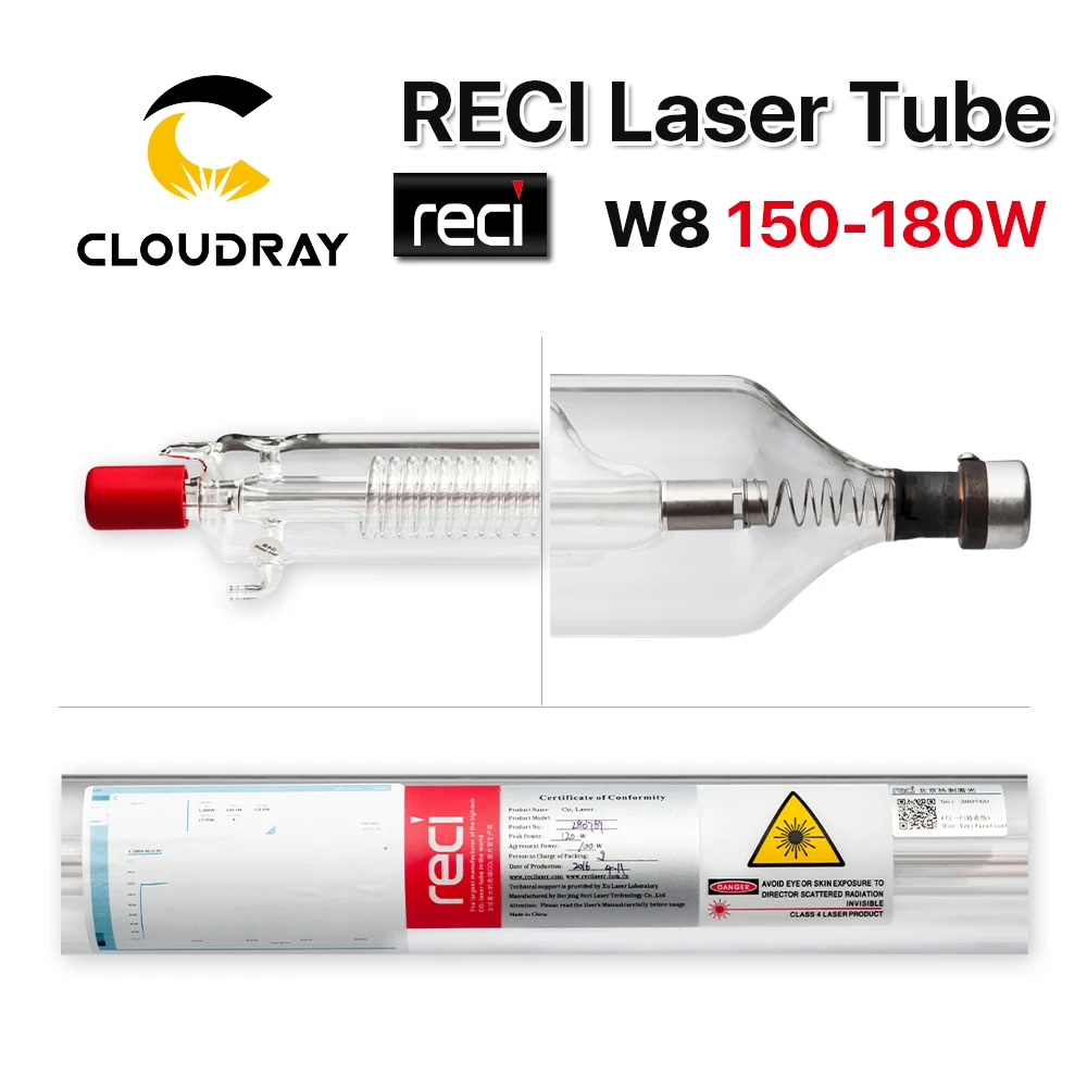 Фото Cloudray Reci W8 150W CO2 лазерная трубка Деревянный чехол длина упаковки 1850 диаметр 90 мм Cloudray Reci W8 150W CO2 лазерная трубка Деревянный чехол длина упаковки 1850 диаметр 90 мм