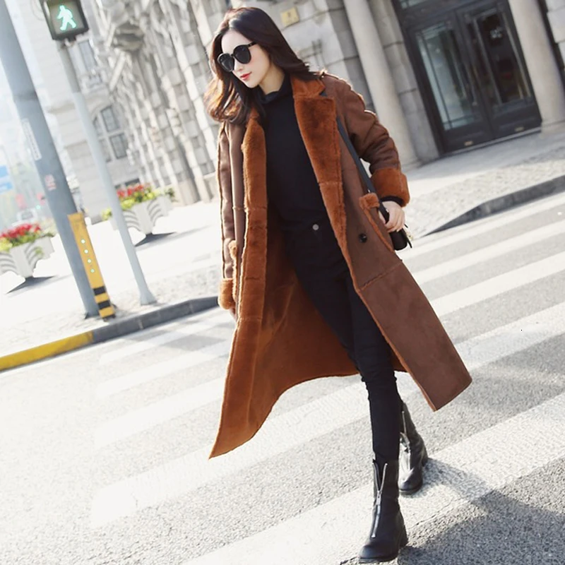 Длинное шерстяное пальто из овечьей шерсти женское Модное Элегантное свободное