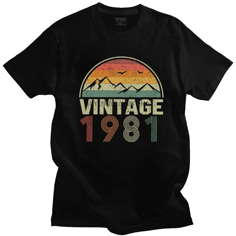 

Personality Classic Vintage 1981 T Shirt Men Short Sleeves T-shirt Print 40th Birthday Gift Idea Tee Fashion Tshirt
