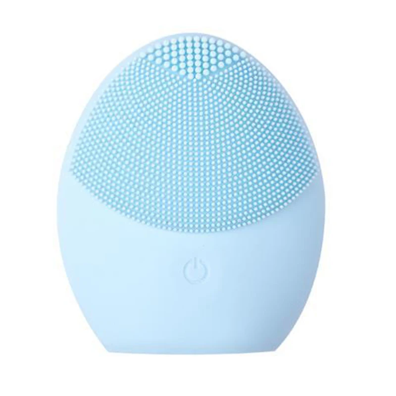 Light blue Электрическая силиконовая Очищающая щетка для лица, массажные инструменты для ухода за кожей, очиститель пор, Ионная Щетка для импорта и экспорта - Цвет: Light blue