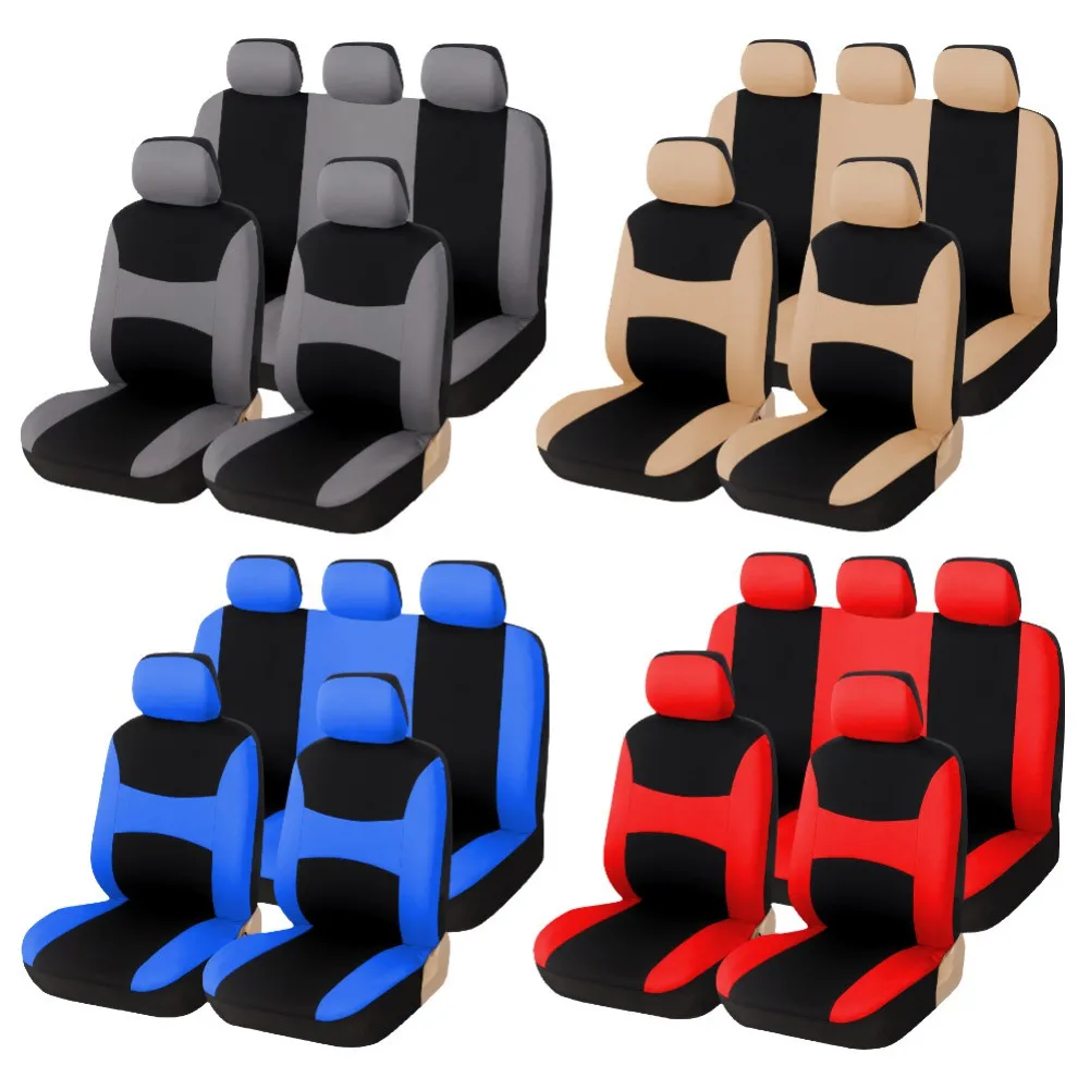 

Full Car Seat Covers Set Universal Pure Color Soft Protector Adjustable Cover Interior Accessories Car-Styling 2021 New