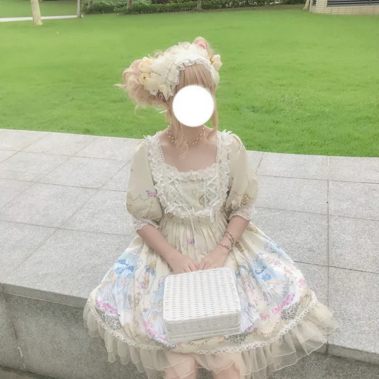 Оригинальное платье Kawaii в стиле &quotлолита&quot песочные часы ангела с коротким