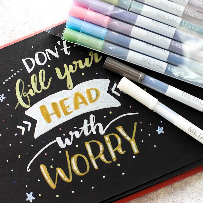 10 шт. металлические цветные маркерные ручки, набор тонких ручек для каллиграфии, рисования, художественные школьные принадлежности A6924