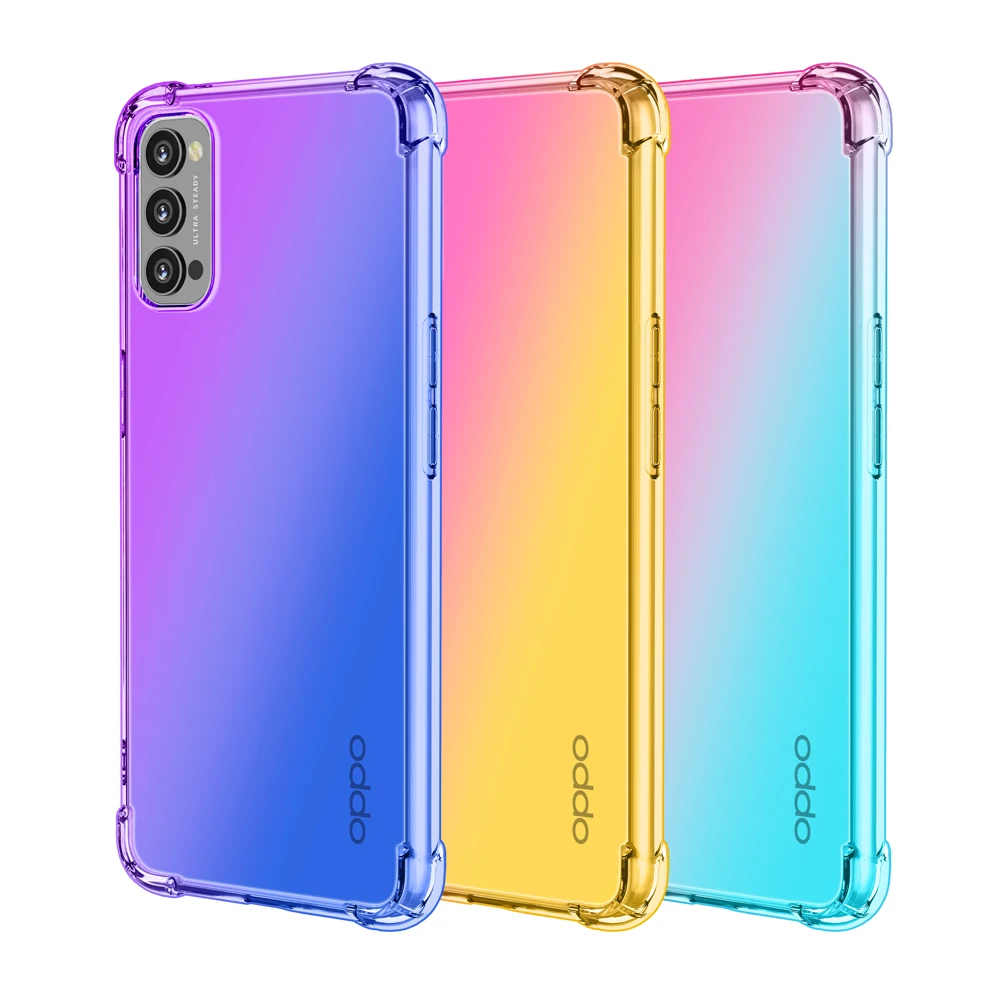 Прозрачный градиентный чехол для Oppo Reno 4 Pro Reno4 Reno3 3 Мягкий Силиконовый ТПУ задней