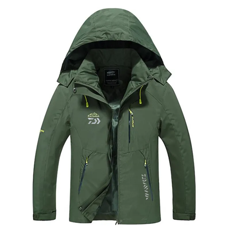 

Winter Daiwa Fishing Clothes Fishing Jackets Outdoor Camping Clothing Men Autumn Waterproof Keep Warm Patchwork Hooded Jackets