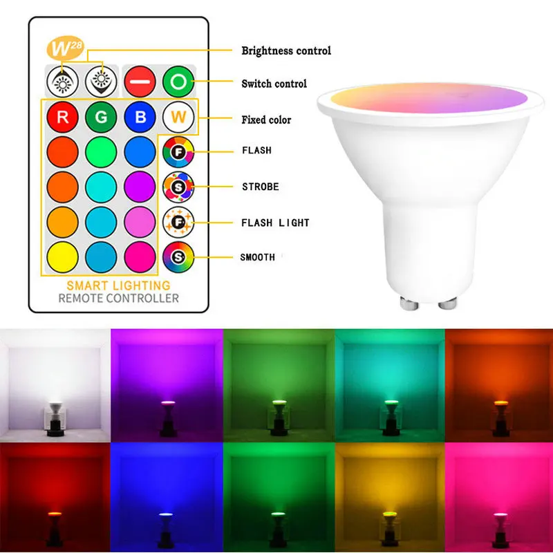 

Светодиодная лампа GU10, Цветной Прожектор, внутренняя неоновая вывеска, RGB-лента с светильник ллером, s светильник, COB 220 В, регулируемая умная лампа