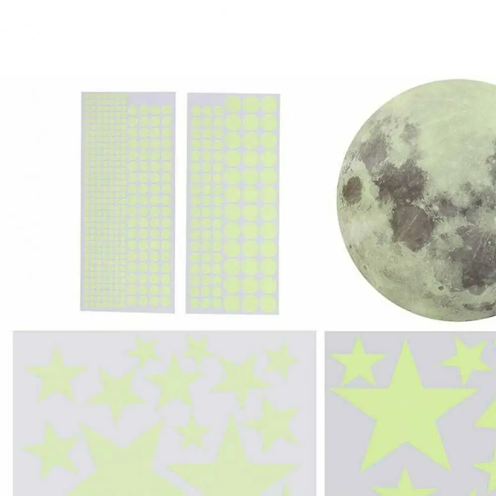 

1 Set Wall Stickers Stars Moon Pattern Luminous PVC Decorating Decals for Kids Room