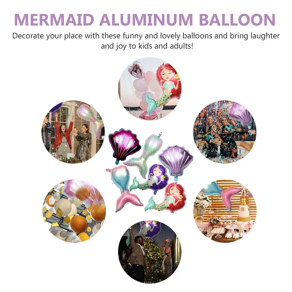 

6pcs Kids Birthday Party Balloons Mermaid Balloons Party Decorative Balloons