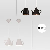 modern resin teapot pendant lights tea cup pendant lamp barcoffee lighting e27 single head whiteblackred home decoration free