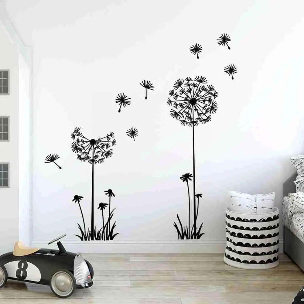 70*50 см Летающая Одуванчик цветок бабочка Настенная Наклейка Декор Гостиная