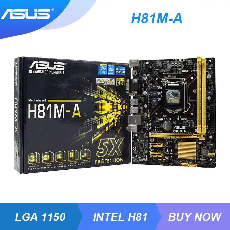 

ASUS H81M-A Motherboard Set Motherboard 1150 Intel H81 DDR3 Support Kit Xeon E3 1245 V3 Cpus 16GB RAM VGA DVI HDMI SATA3 USB3.0