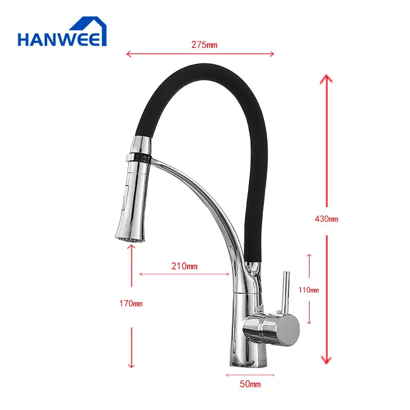 Смеситель для кухонной мойки СВЕТОДИОДНЫЙ ПОВОРОТНЫЙ черный хром крепление на