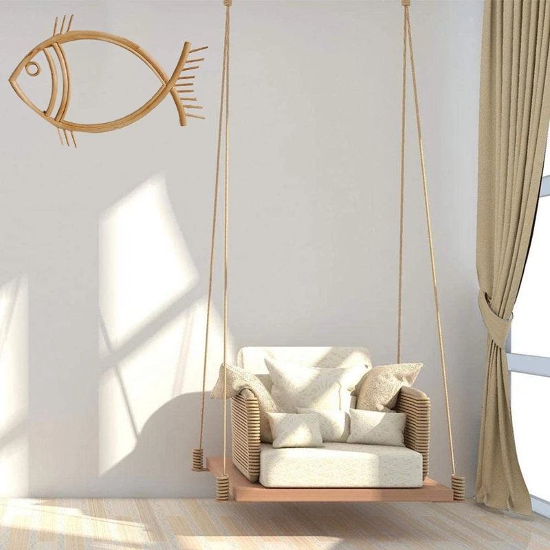 

Rattan Frame Mirror Decor Fish Shape Wall Frames Decor Frame, Home Wall Decoration Mirror Frame, Not Included Mirror