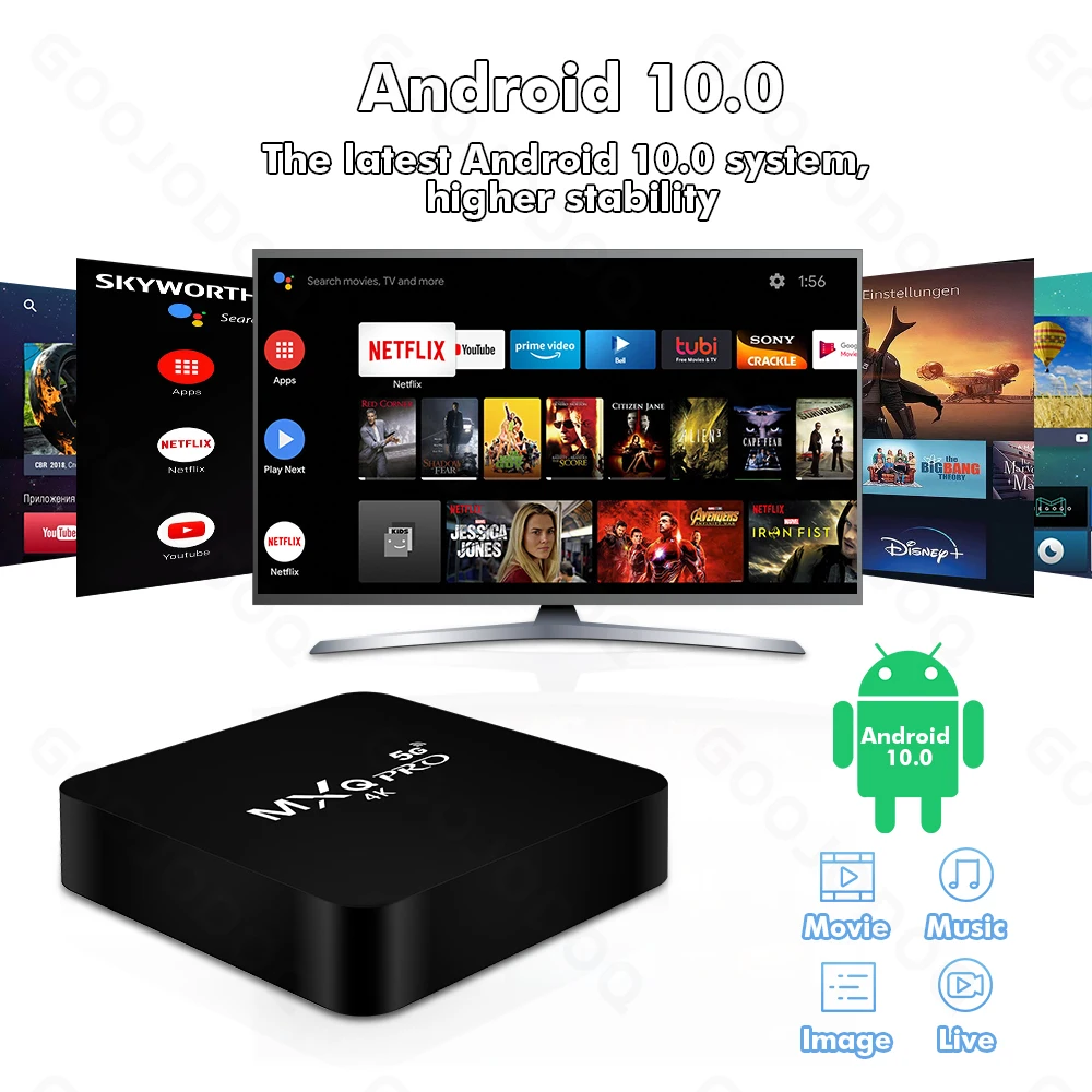 GOOJODOQ Android Smart TV Box 5G Сетевые плееры домашний пульт дистанционного управления IP 4K