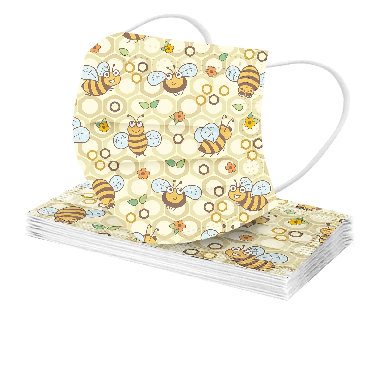 10/50 шт. пчелы с цветочным принтом одноразовая маска Mascarilla для взрослых Для женщин