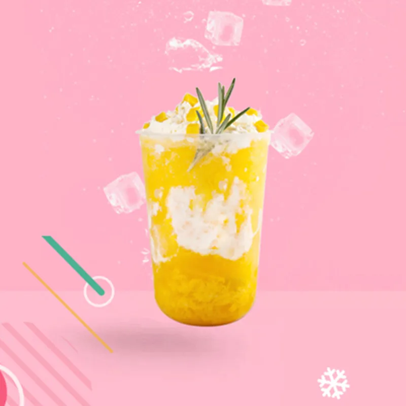 

50pcs Disposable drink cup net red cute creative ice cream fruit juice plastic cup U-shaped milk tea coffee packaging cups