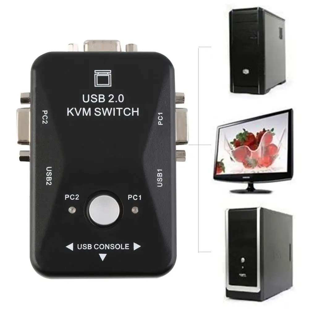 Оригинальный автоконтроллер 2-Портовый Концентратор USB 2 0 KVM SVGA VGA
