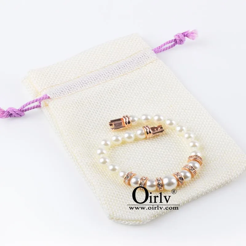 Oirlv 10Pieces/Lot Linen Jewelry Bag with PurpleTelescopic Rope Bracelet Necklace Storage Pouch | Украшения и аксессуары