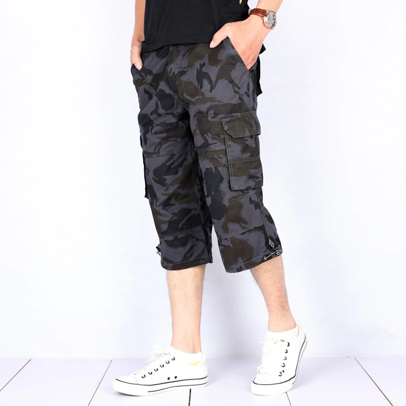 Летние мужские мешковатые мульти карманные военные камуфляжные шорты Карго